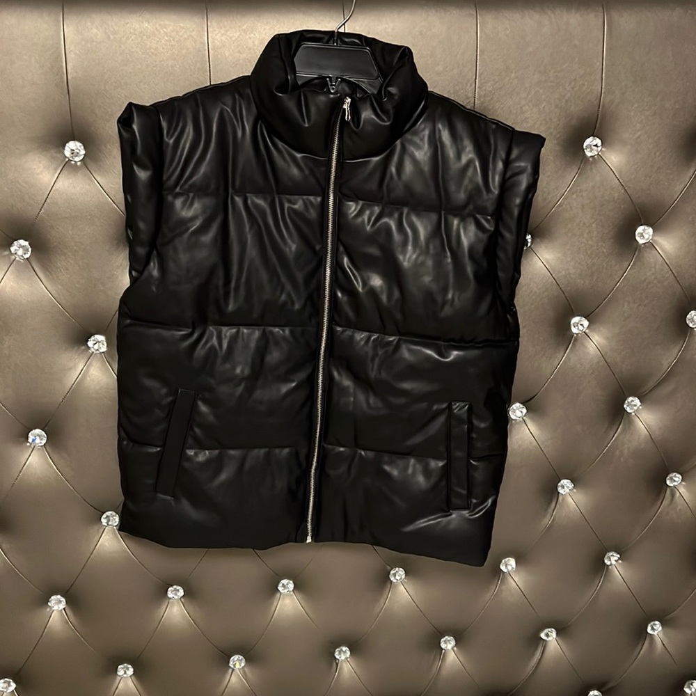 Faux leather vest